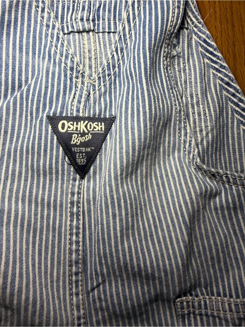 VTG OshKosh B'gosh Vestbak blue and white striped denim overalls 18M